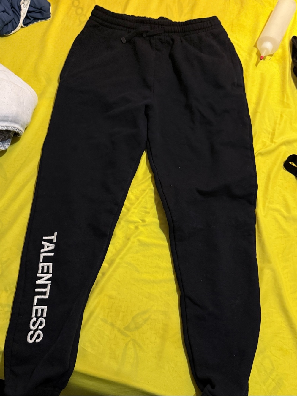 TALENTLESS Black womens Sweatpants with Side Logo